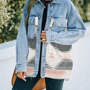 Women's Aztec Shacket Distressed